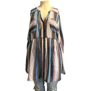 Torrid Button Up  Blouse Size ^ in Blue and Peach